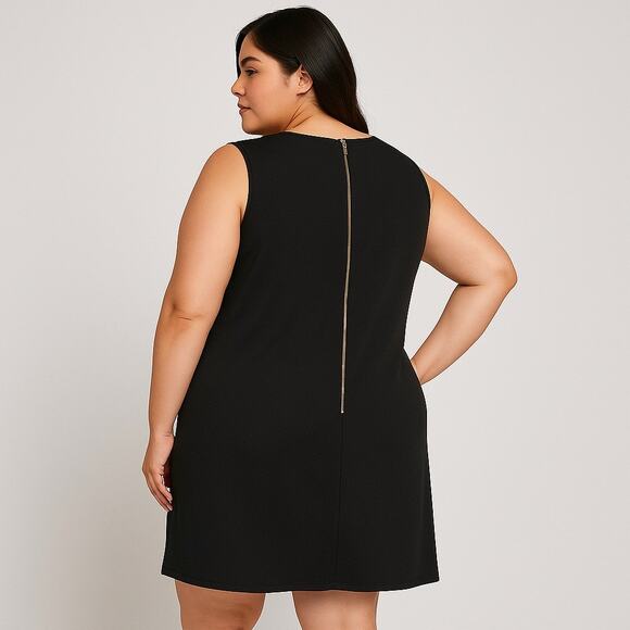 Olivia Matthews Black Nude Lazor Cutout Dress 3X – Plus‎ Size Sleeveless Sheath - Picture 2 of 4